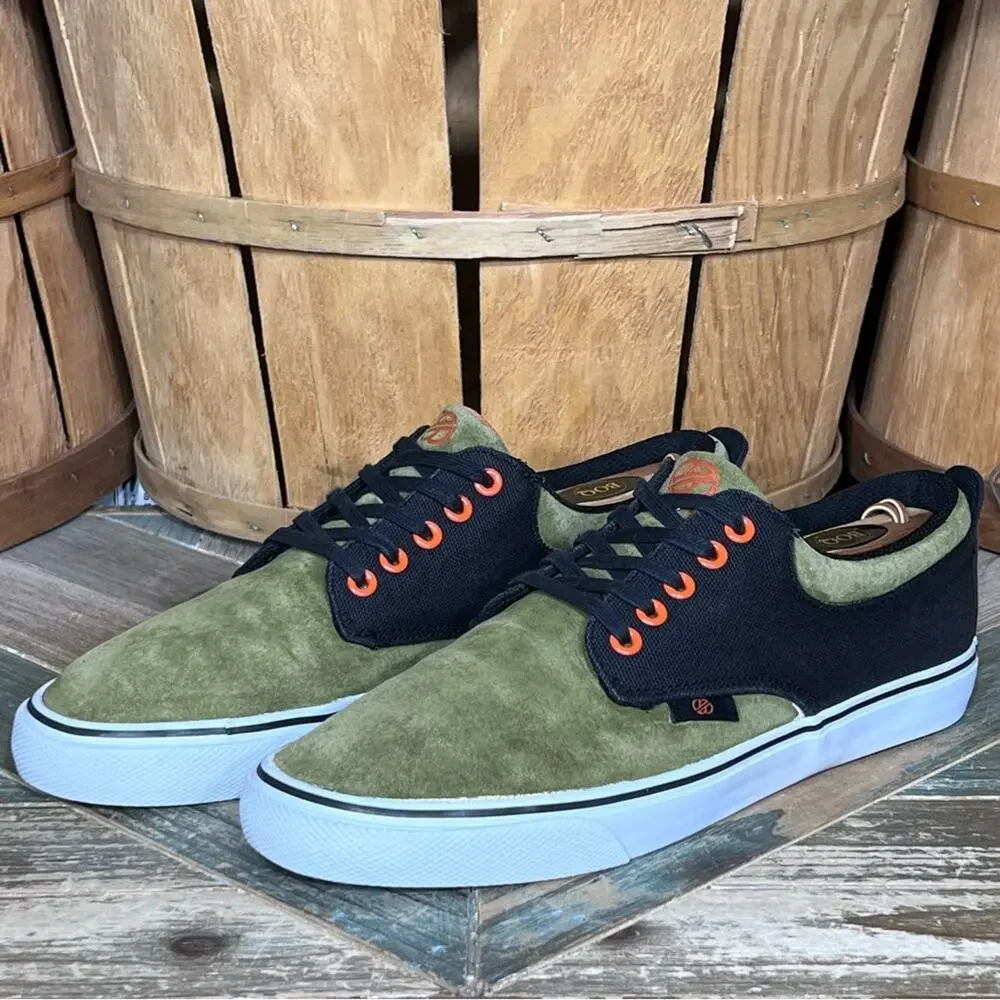 Radii FM1083 The Jax Olive Black Orange Suede Skateboarding Shoes Mens Size 8.5